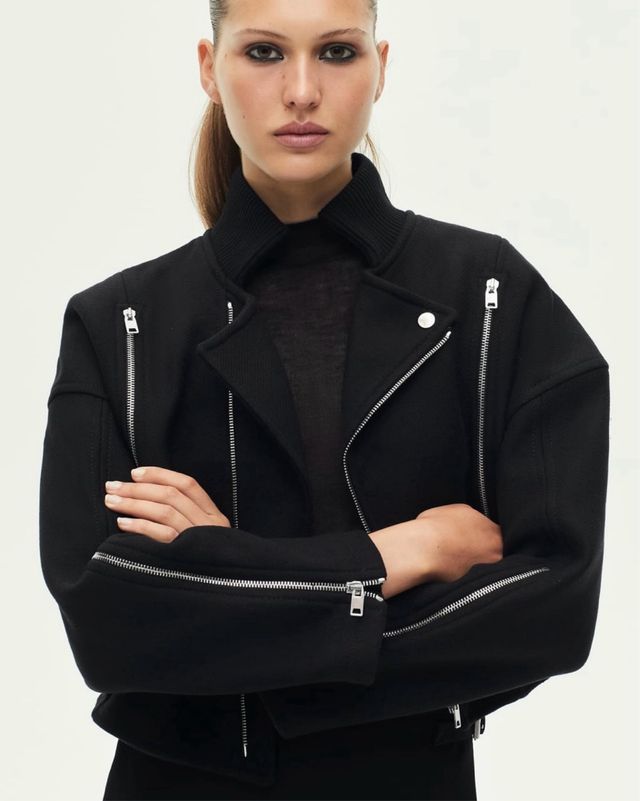 cazadora MANTECO abrigo biker con cremallera NUEVA