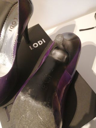 Sandalia mujer charol violeta 10 cm