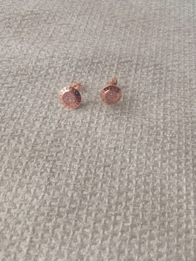 Pendientes plata rosa con logo
