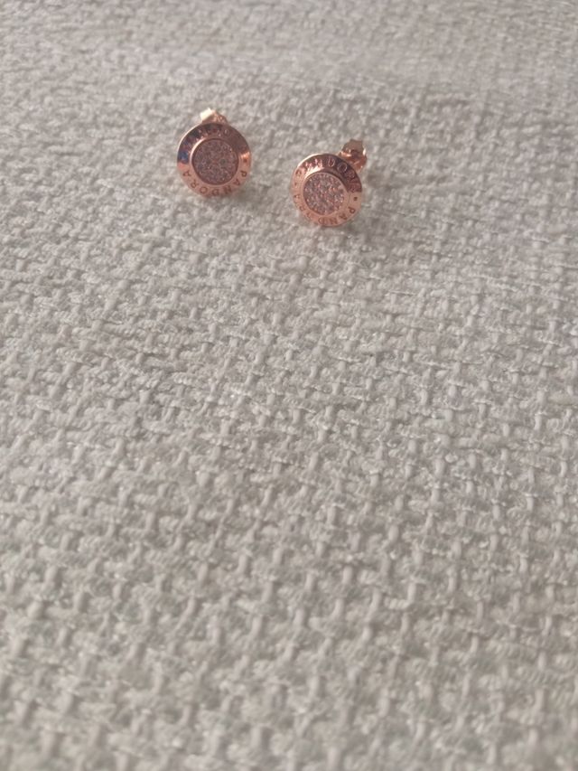 Pendientes plata rosa con logo