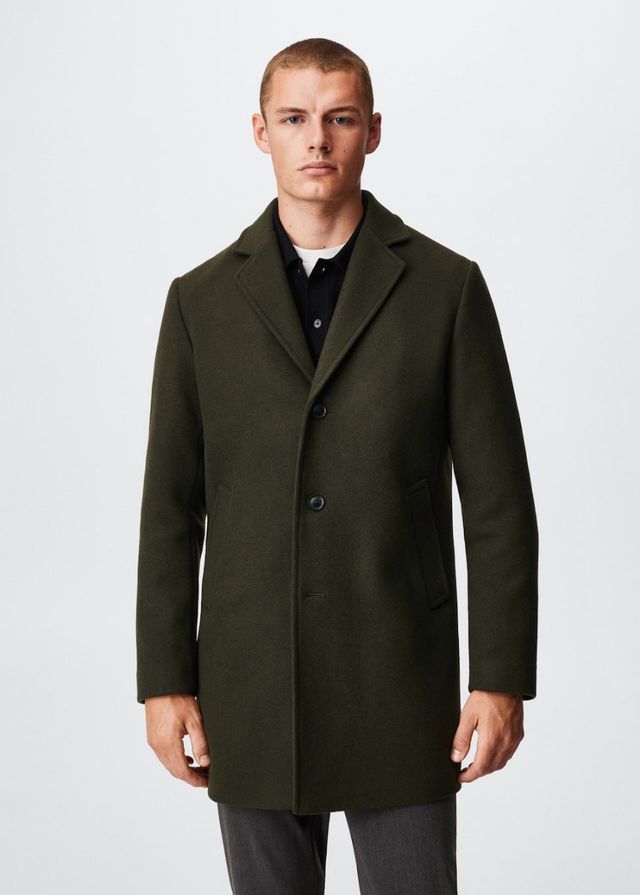 Abrigo Lana Mango Verde Kaki