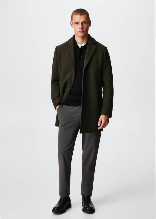 Abrigo Lana Mango Verde Kaki