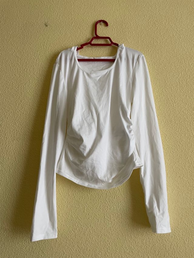 Crop manga larga con capucha Shein