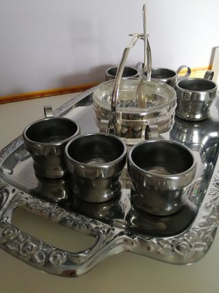 Juego de café italiano. Bandeja y azucarero.