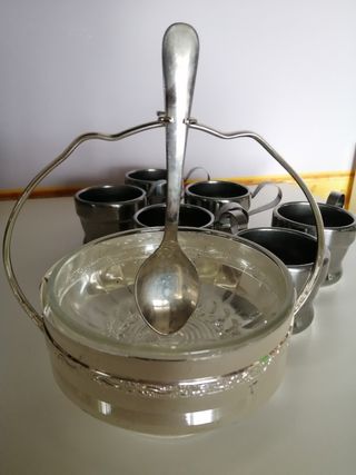 Juego de café italiano. Bandeja y azucarero.