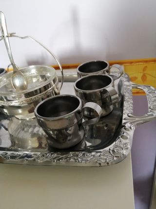 Juego de café italiano. Bandeja y azucarero.