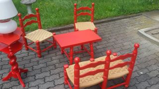 Tavolini sedie e lampada,  parure originale 