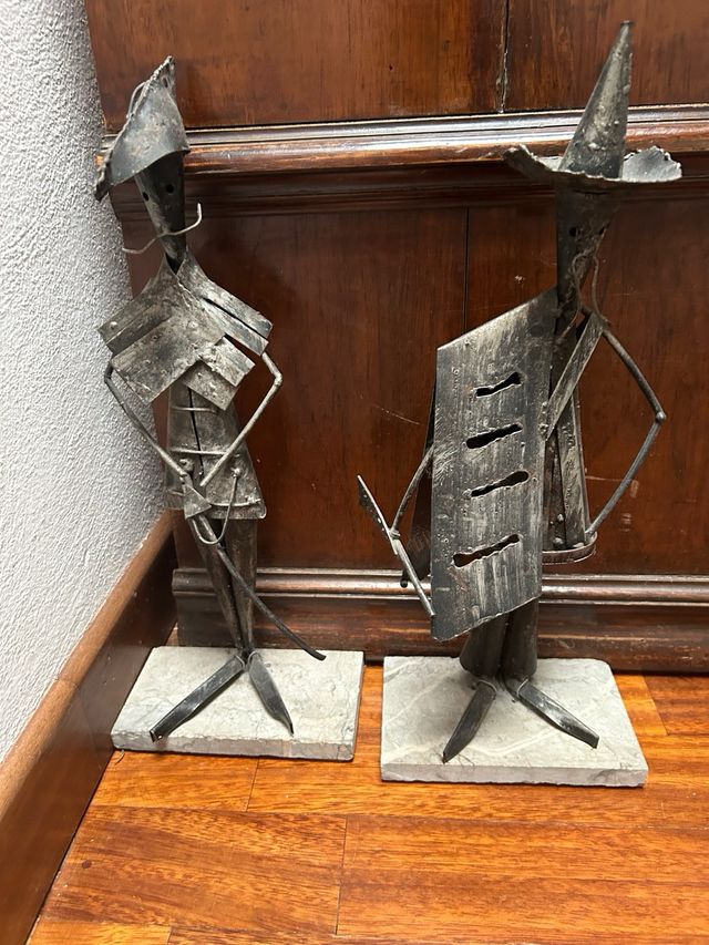 statue Don Chisciotte e Sancho Panza in ferro