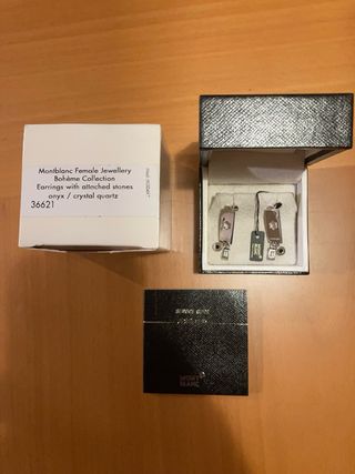 Montblanc Bohème Pendientes Plata Ónix/Cristal 