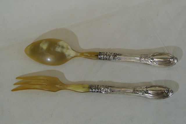 Posate da insalata argento 800 e corno