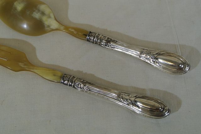 Posate da insalata argento 800 e corno