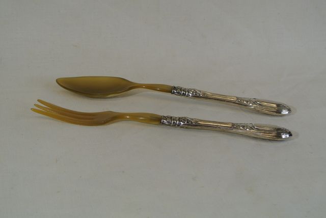 Posate da insalata argento 800 e corno