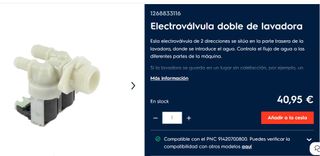 Electroválvula lavadora Electrolux