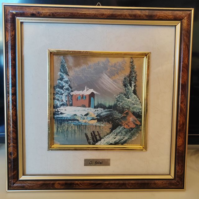 Quadretto dipinto su foglia d'oro