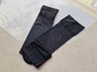 Autoreggenti lisce nero con morbida balza tg unica