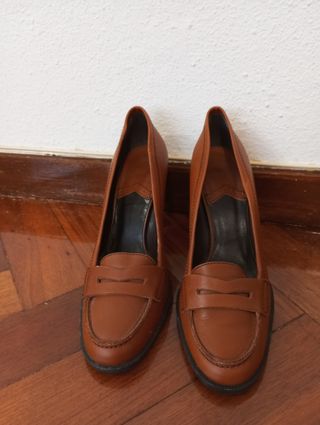 ZAPATOS MARRONES TACON ALTO ZARA T.40