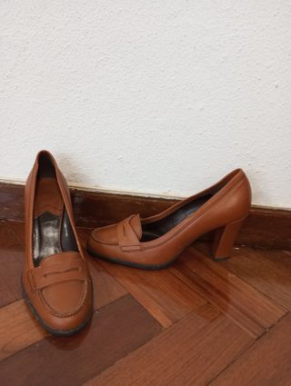 ZAPATOS MARRONES TACON ALTO ZARA T.40