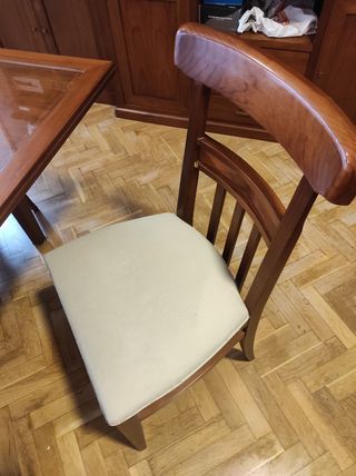 Mesa salon plegable + 6 sillas roble