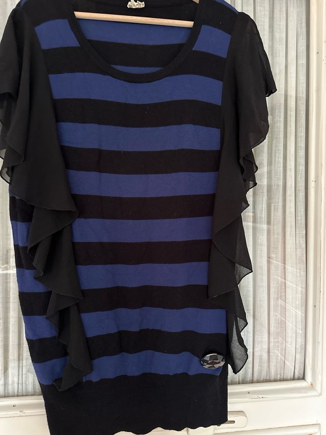 Jersey de formarina a rayas azules y negras