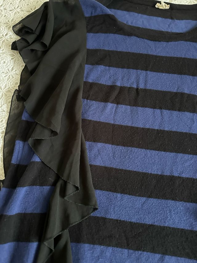 Jersey de formarina a rayas azules y negras