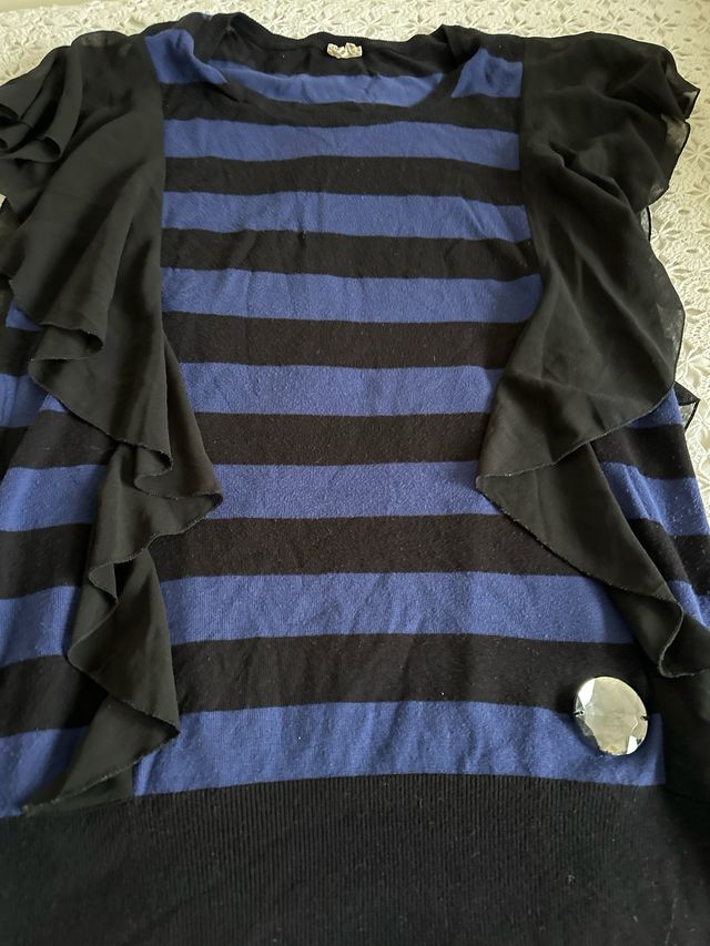 Jersey de formarina a rayas azules y negras