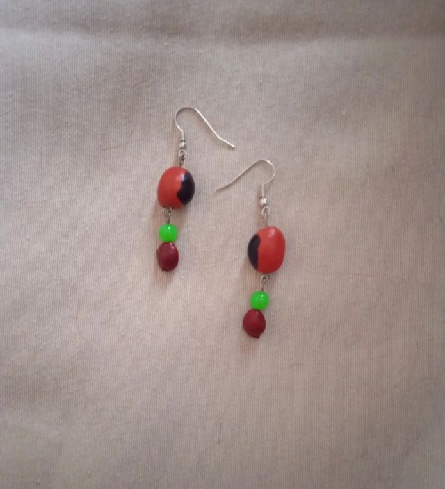 Pendientes de semillas rojas handmade