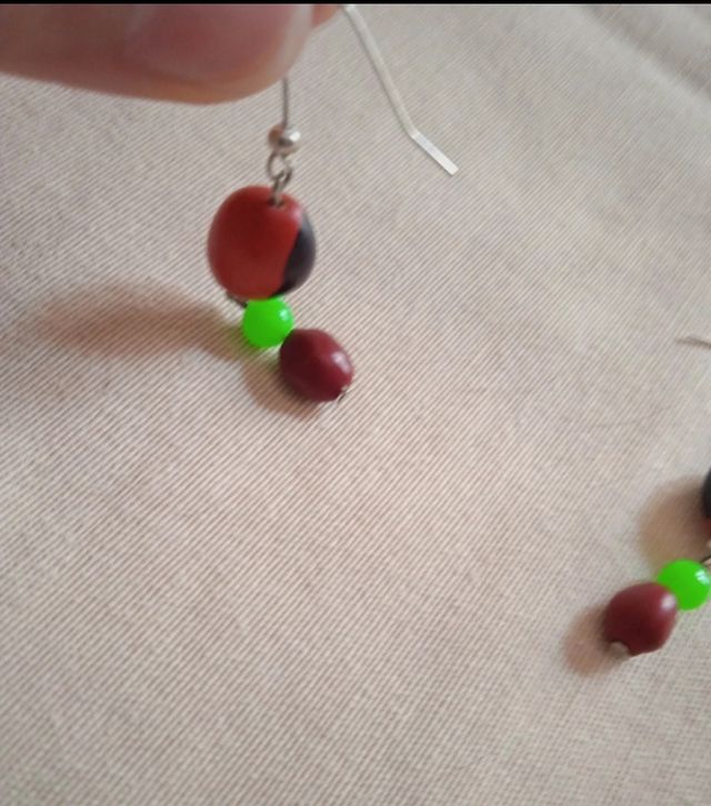 Pendientes de semillas rojas handmade