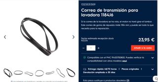 Polea y correa lavadora electrolux