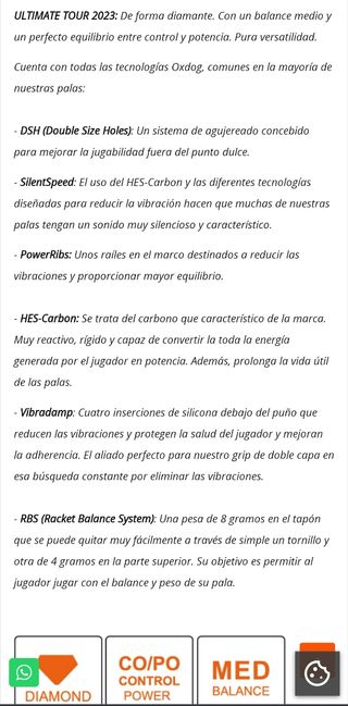 Pala de pádel oxdog ultimate tour 2023