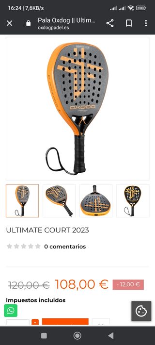 Pala de pádel oxdog ultimate court 2023.