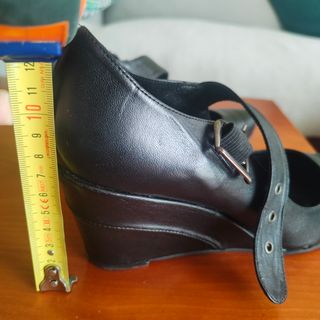 Zapatos tacón cuña mujer piel negro