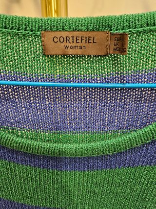 Jersey de punto rayas verde y azul. Talla 40