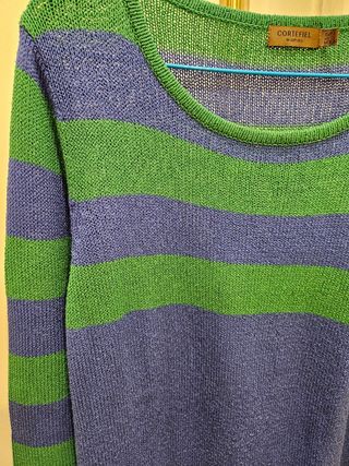 Jersey de punto rayas verde y azul. Talla 40