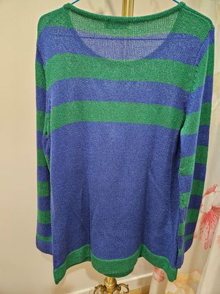 Jersey de punto rayas verde y azul. Talla 40