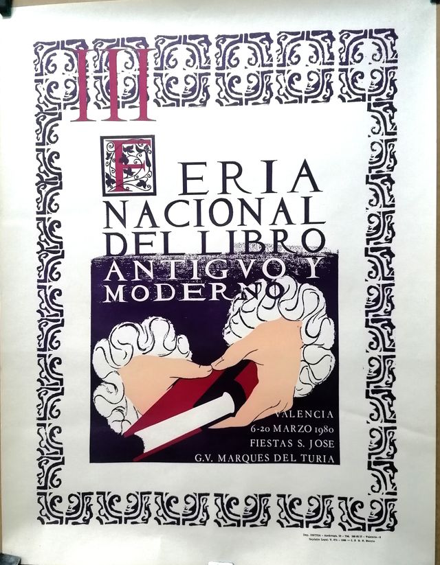 CARTEL III FERIA NACIONAL DEL LIBRO ANTIGUO.VALENC
