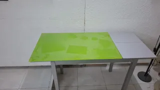 MESA COCINA CRISTAL +SILLAS,extensible