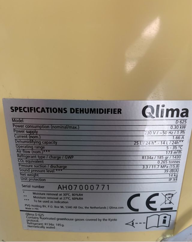 Deshumidificador hogar Qlima D625