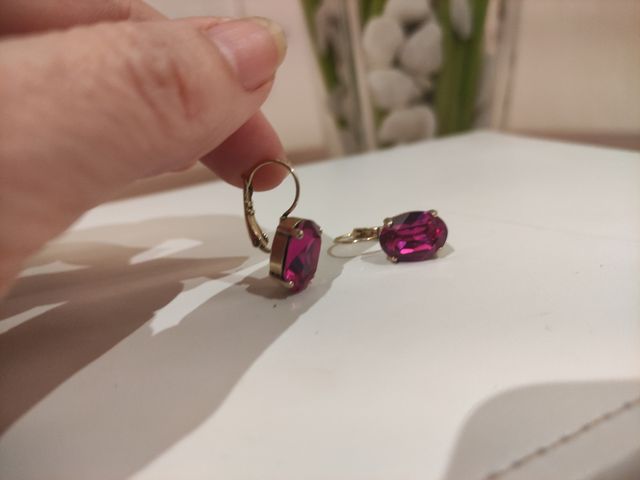 Pendientes piedra cristal rosa fucsia