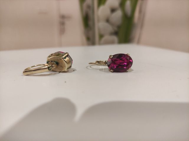 Pendientes piedra cristal rosa fucsia