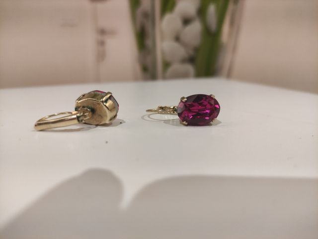 Pendientes piedra cristal rosa fucsia