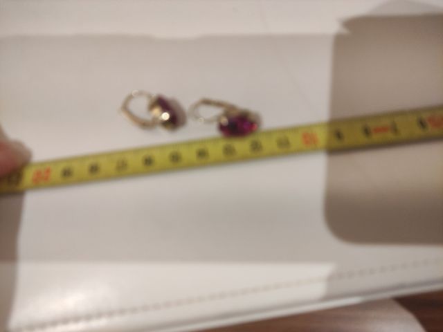 Pendientes piedra cristal rosa fucsia