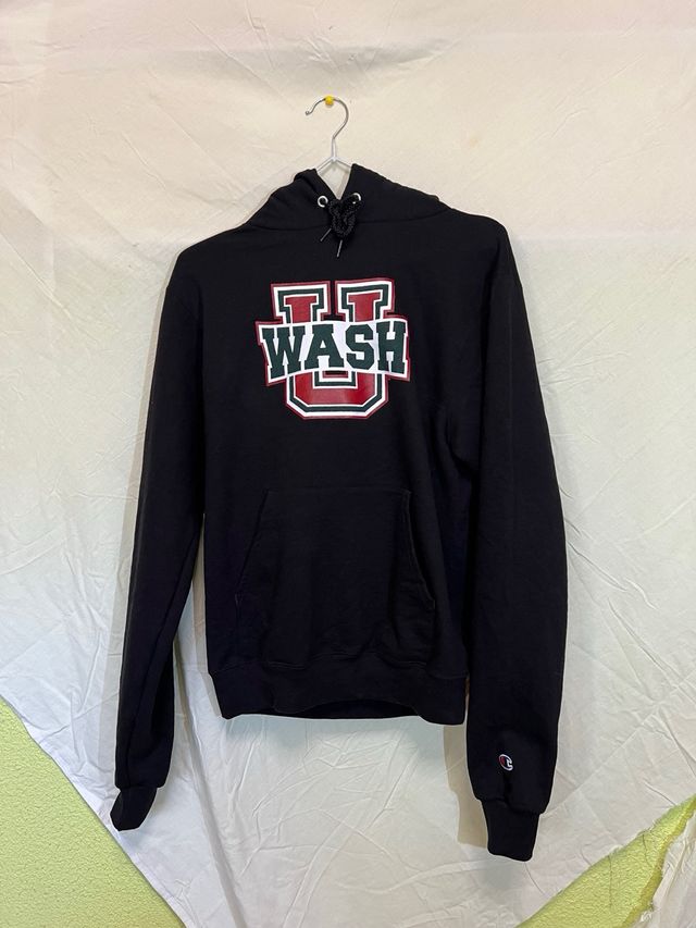 Sudadera Champion Negra de la Uni de Washington