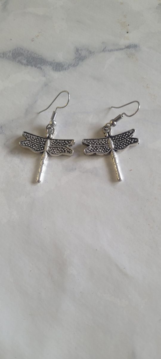 Pendientes plateados Libelula
