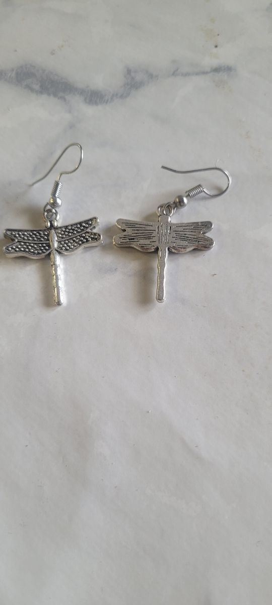 Pendientes plateados Libelula