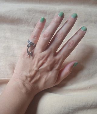 Anillo gato colgante handmade