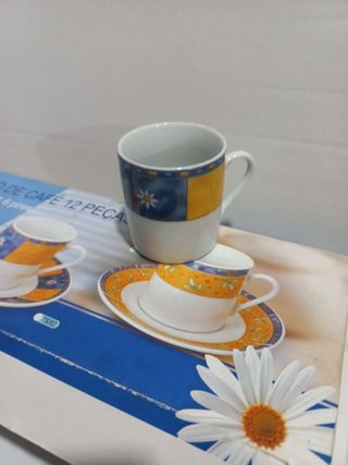 Juego café tazas y platos cerámica