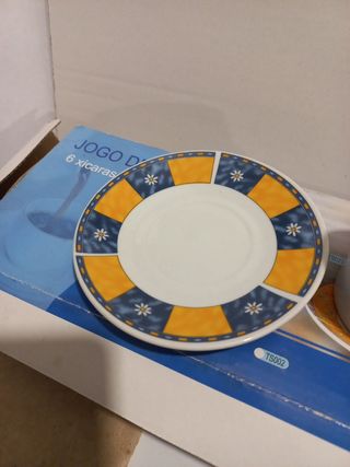Juego café tazas y platos cerámica