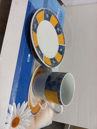 Juego café tazas y platos cerámica