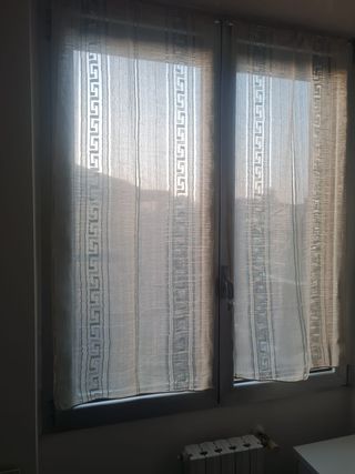 4 tende beige con greca verde 145x60