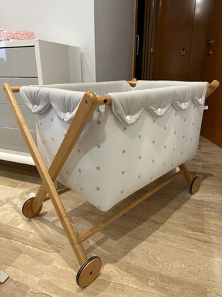 vestiduras cuna blancas topos rosa